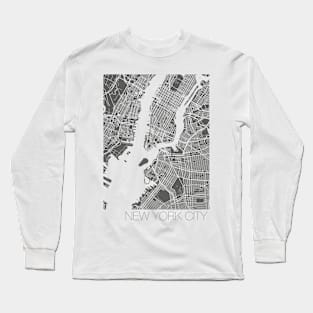 New York city map - gray Long Sleeve T-Shirt